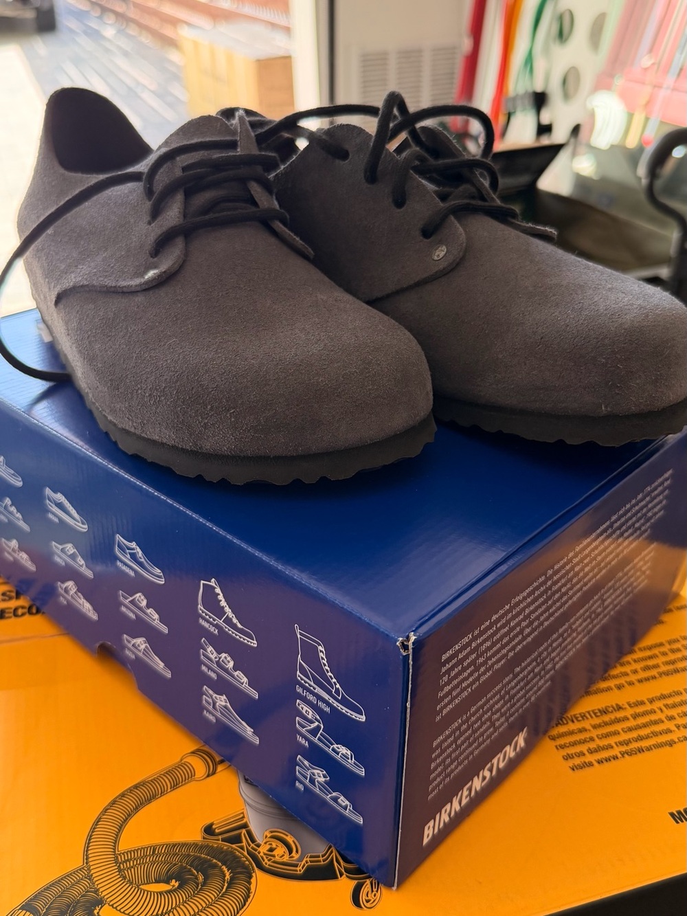 Birkenstock Maine Charcoal Suede Derby Lace-Up Shoes